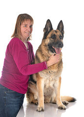 german shepherd and woman