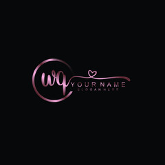 WQ beautiful Initial handwriting logo template