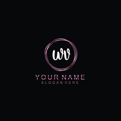 Fototapeta na wymiar WV beautiful Initial handwriting logo template