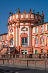 Part of the building of the magnificent castle in Wiesbaden-Biebrich in Germany on a sunny spring day 
