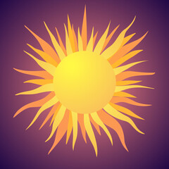 Vector icon illustration. Abstract sun on dark background.