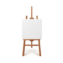 Artists easel with blank artboard, flat vector mockup illustration isolated.
