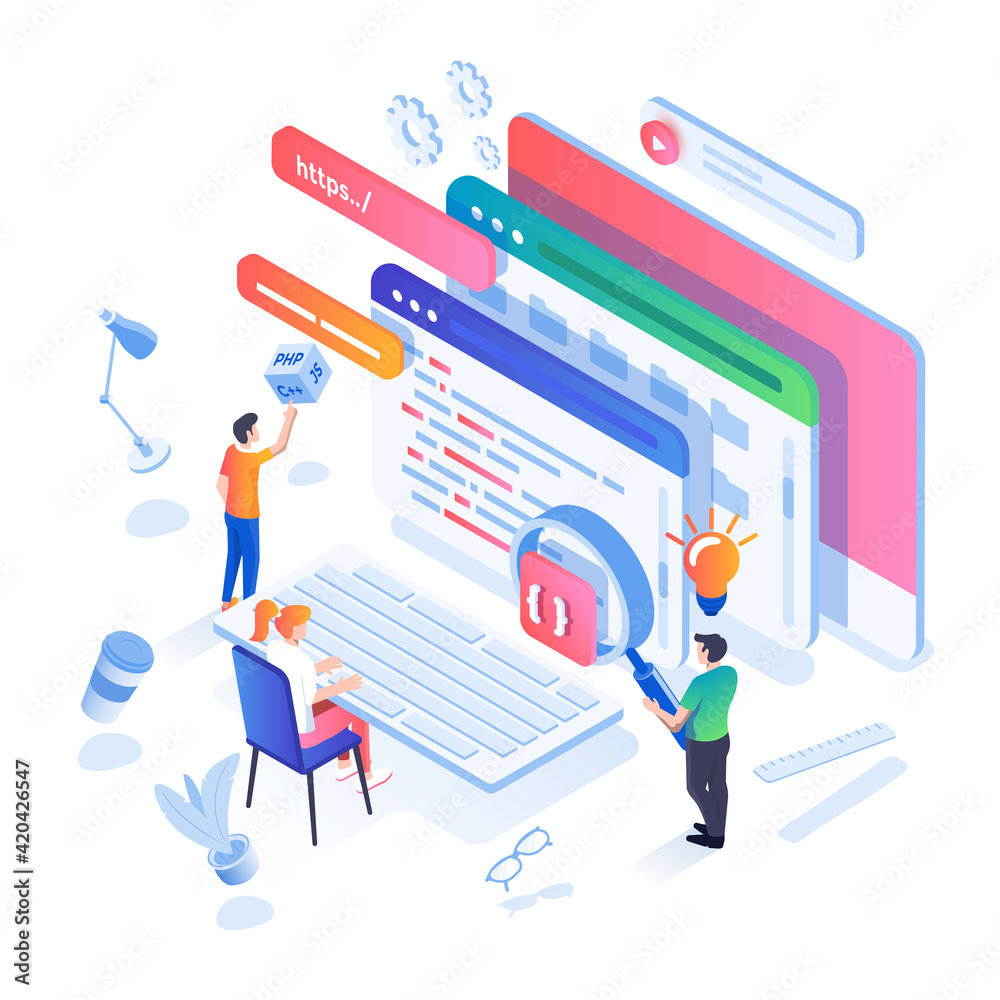Canvas Prints modern isometric illustration design - design and development concept