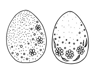 Set in doodle style of two Easter eggs