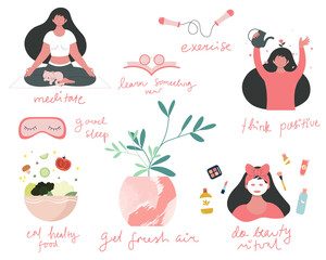 Self care and self love concept illustration.