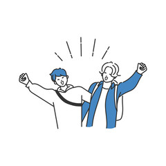 楽しそうに盛り上がる男性2人