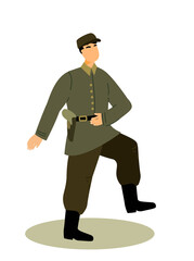 Marching Guard Officer Soldier Military Man, Personnel Army Dressed in Camouflage Uniform.Soldier,Secret service agent,Combat,Serdeant, Capitan, Army Man, Guard House with Weapon. Cartoon illustration