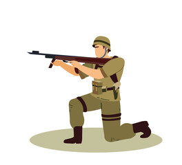 Soldier,Intelligence Officer,Scout Military Character or Personnel Army Dressed in Camouflage Uniform.Soldier Spy,Diversionist with Rifle Gun,Reconnaissanc with Weapon.Flat Cartoon Vector illustration