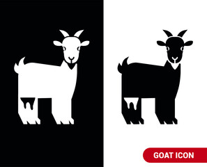 Goat icon. Black color image of an animal. Flat icon.