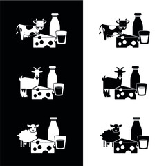Vector image. Cow, sheep and goat milk icon.