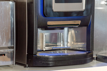 coffee machine for making coffee on a bar counter in a fast food cafe