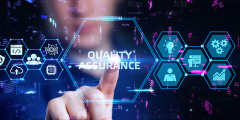 Business, Technology, Internet and network concept. Quality Assurance service guarantee standard.