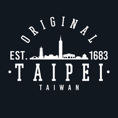 Fototapeta na wymiar Taipei, Taiwan Skyline Original. A Logotype Sports College and University Style. Illustration Design.