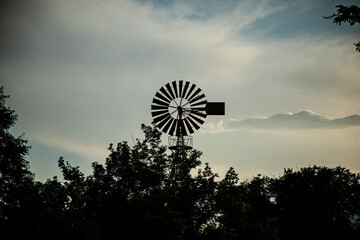 silhouette of an ancient windmill