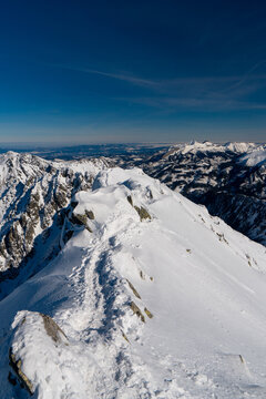 Winter snow covered mountain peaks in Tatras mountain. Great place for winter sports. Poland zakopane tatras