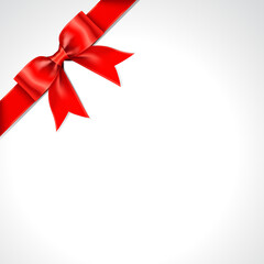 Tilted Red Gift Ribbon Bow Vector. Illustration of Tilted Greeting Red Present Wrapping Ribbon and Bow on White Background.