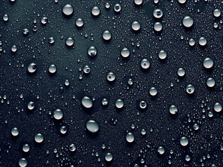 Water drops on grey background.