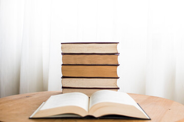 Pile of hardcover books