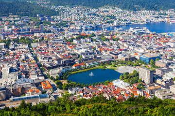 Obraz premium Bergen aerial panoramic view