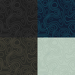 Topography patterns. Seamless elevation map tiles. Astonishing isoline background. Neat tileable patterns. Vector illustration.