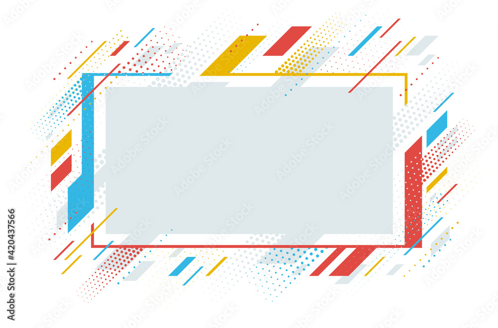 Fototapete artistic colorful frame with different elements isolated over white, vector abstract background art 