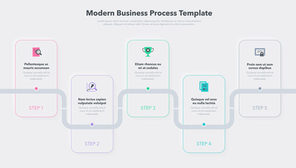 Modern business process template with 5 steps. Easy to use for your website or presentation.