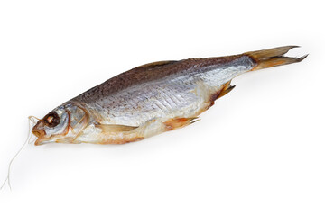 Salted and dried roach on a white background