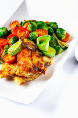 Vegetable stew with codfish.