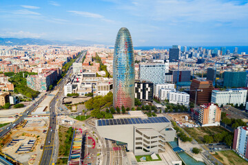 Barcelona aerial panoramic view, Spain