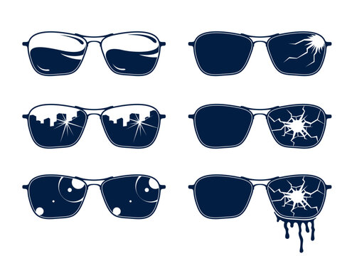 Sunglasses vector set, stylish eyeglasses fashion design elements.