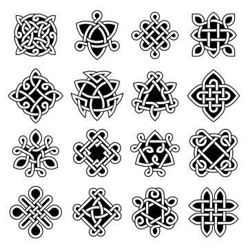 Celtic trinity. Ancient geometrical symbols celtic knots christian tattoo recent vector set