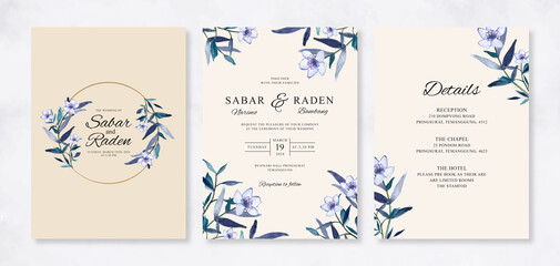 Wedding invitation set with watercolor floral