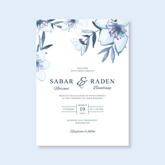Wedding invitation with hand painting watercolor floral