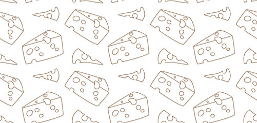 Monochrome seamless pattern with cheese with big holes. Funny print for clothes, notebooks, dishes, postcards, banners, posters. Background for design business concepts and advertising. Cover cookbook