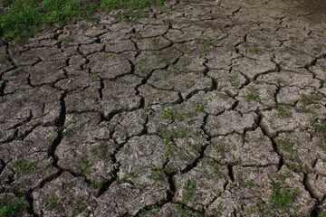 land with dry cracked ground