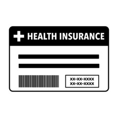 Health insurance card flat design line art. Medical insurance card in black and white concept vector illustration.