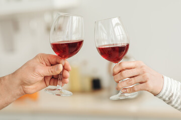 Romantic couple enjoying dinner at home, love, relationship and love concept