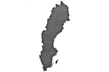 Karte von Schweden auf dunklem Schiefer