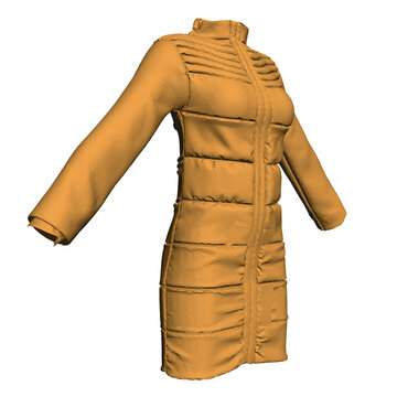 Yellow Jacket Dressed On A Mannequin Isolated On White Background. 3D. Front View. Vector Illustration