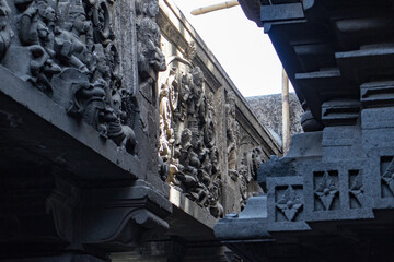 Fototapeta premium indian carving style from old hindu temple in pune india
