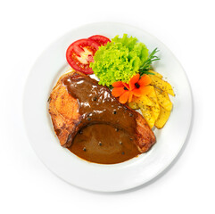 Grilled Pork Chops with Gravy Sauce european Food
