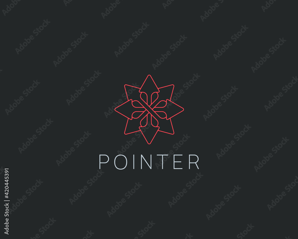 Aufkleber linear pointer arrows logo design. rise company logotype.