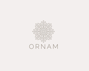 Fototapeta na wymiar Elegant Floral Ornament Logo Design. Yoga logotype vector design.