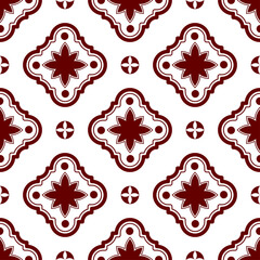 Vector spanish tile seamless pattern. Red geometric background.