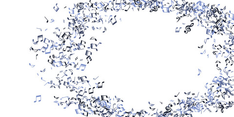 Obraz premium Music notes flying vector background. Song