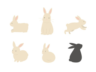 Fototapeta premium ウサギ 兎 向き バリエーション セット イラスト素材