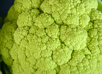 Closeup of a green colored cauliflower
