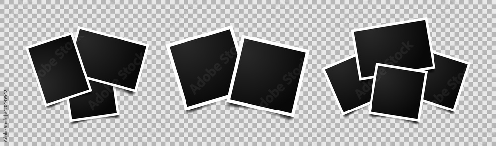Leinwandbilder set of empty photo frames compositions. realistic vector mockups. retro photo frames with shadow iso