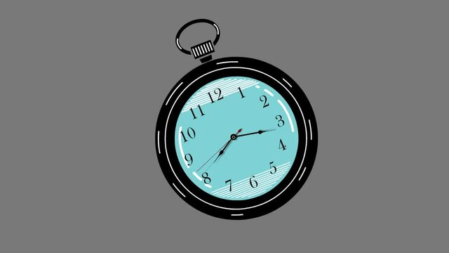 Animation of Clock Face Close Up in Time Lapse. Seamless loop of Clocks running counterclockwise direction. Clock dial close-up.