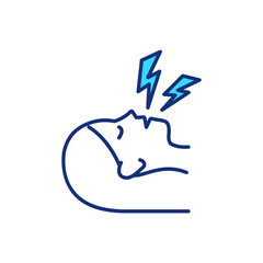 Sleep talking RGB color icon. Somniloquy. Abnormal behavior. Dialogues and monologues while asleep. Sleep disorder. Parasomnia. Unconscious and unintentional talk. Isolated vector illustration